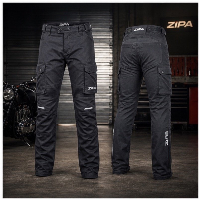 Custom aramid-lined riding cargo trousers manufactured by ZipaSports