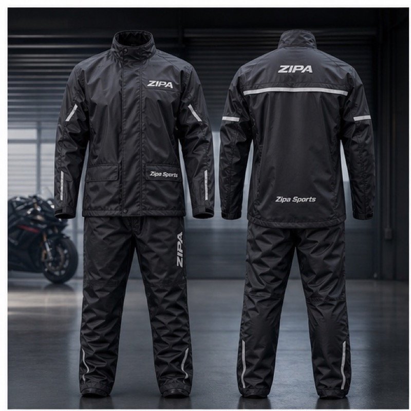 Custom commuter motorcycle rain over-suit manufactured by ZipaSports