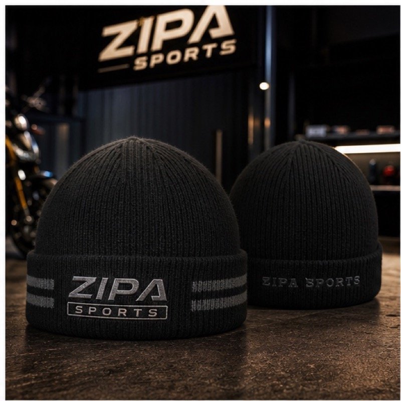Custom moto club beanie manufactured by ZipaSports