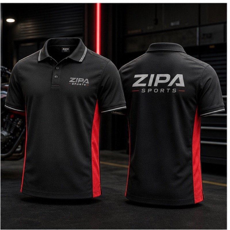 Custom moto club polo shirt manufactured by ZipaSports