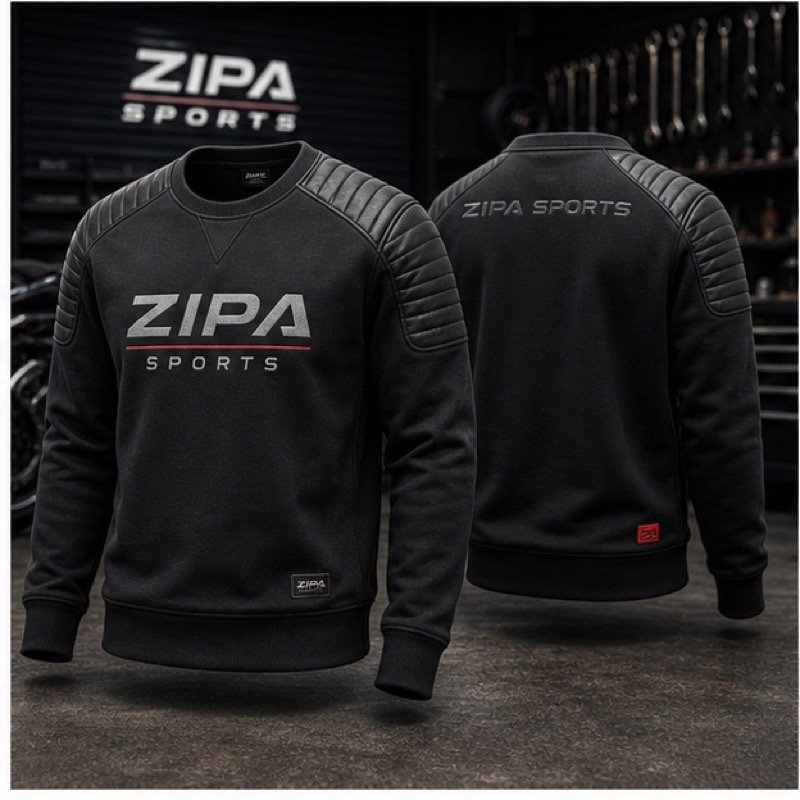 Custom moto crew neck sweatshirt manufactured by ZipaSports