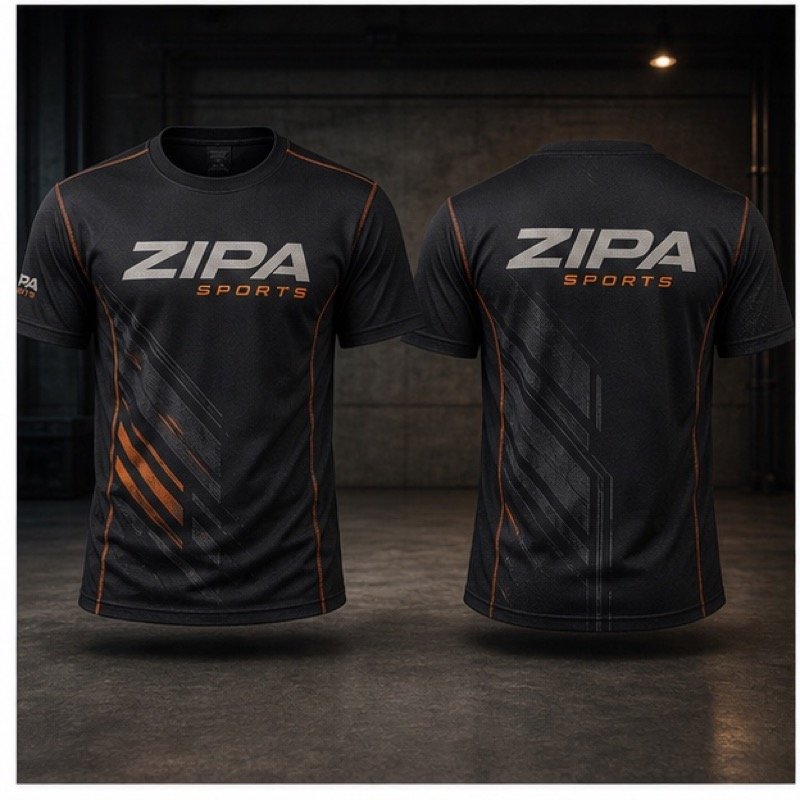 Custom printed moto tee in heavyweight poly-cotton manufactured by ZipaSports