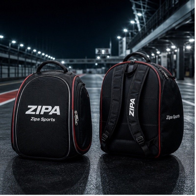 Custom padded race helmet bag with fleece lining manufactured by ZipaSports