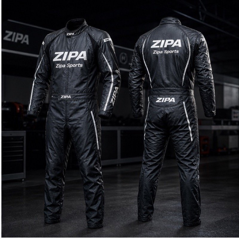 Custom race rain over-suit manufactured by ZipaSports