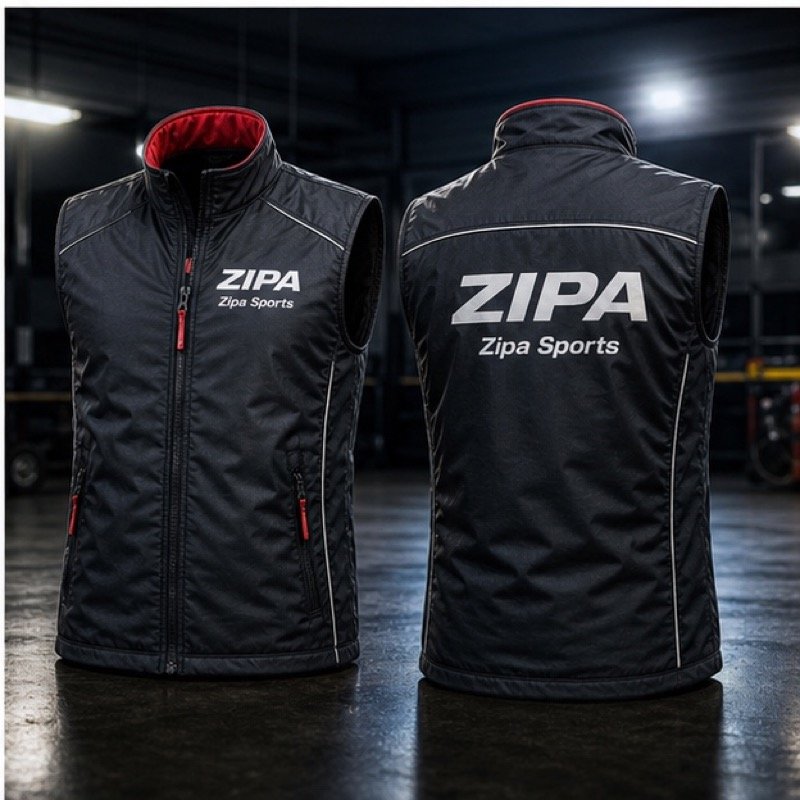 Custom race team gilet manufactured by ZipaSports