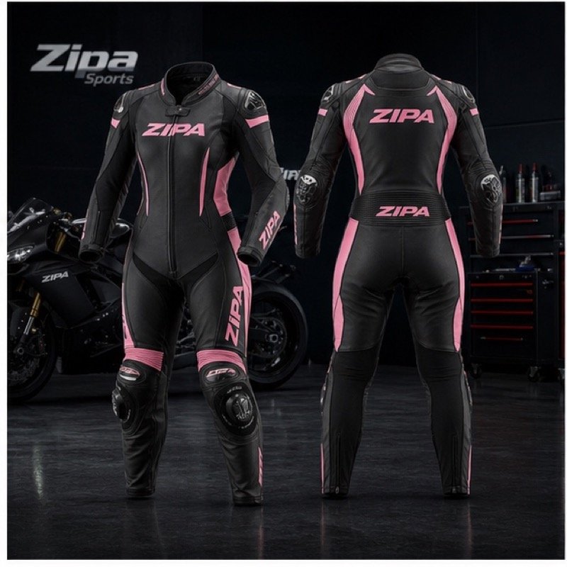 Custom womens motorcycle race suit manufactured by ZipaSports