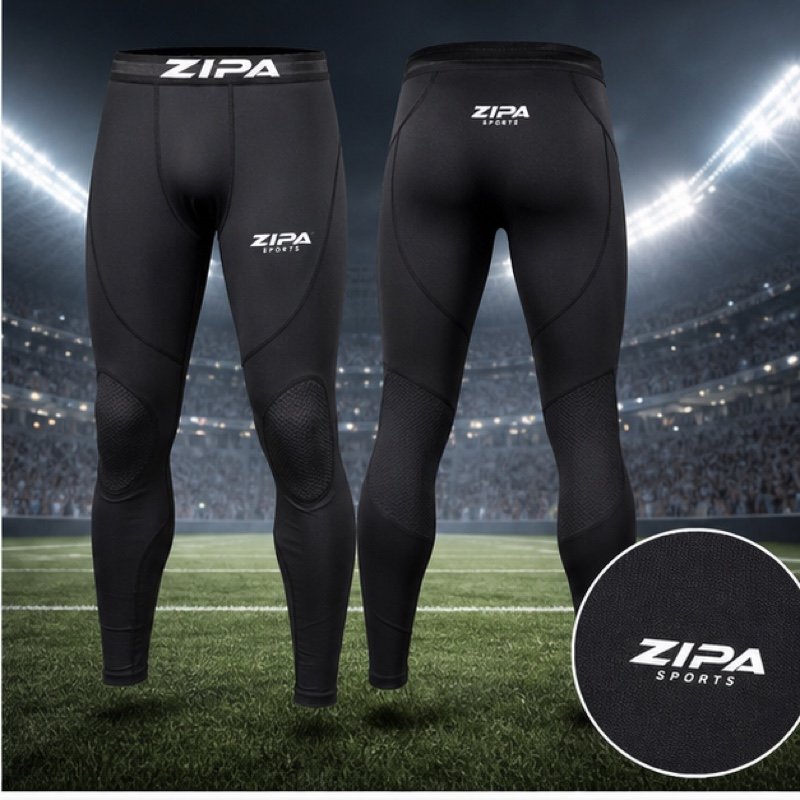 Custom American football compression leggings manufactured by ZipaSports