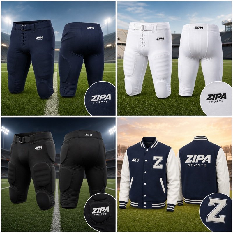 Custom integrated American football game pants manufactured by ZipaSports