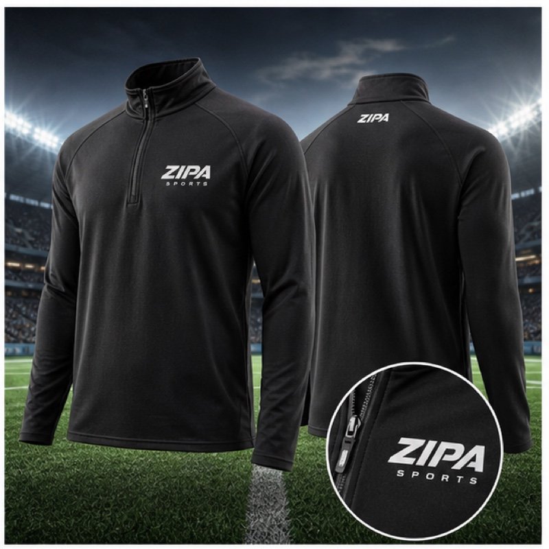 Custom football quarter zip pullover in brushed fleece manufactured by ZipaSports
