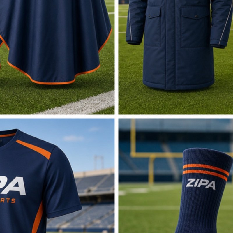 Custom American football sideline cape jacket manufactured by ZipaSports