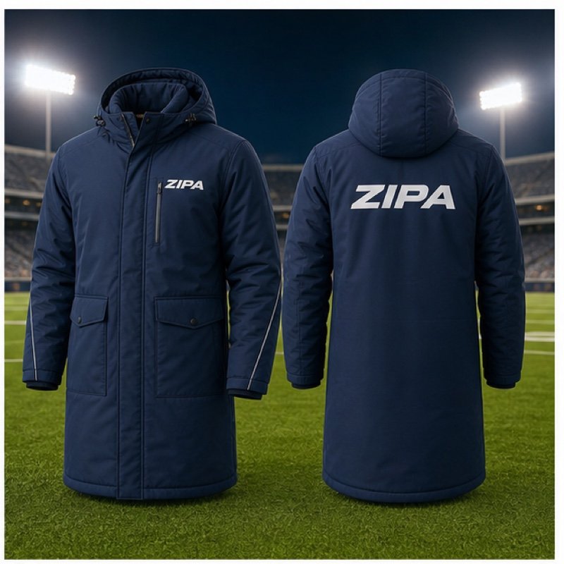Custom football sideline parka with sherpa lining manufactured by ZipaSports