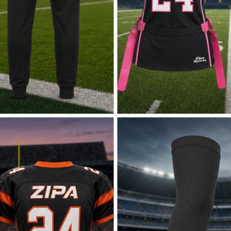 Custom American football team sideline joggers manufactured by ZipaSports