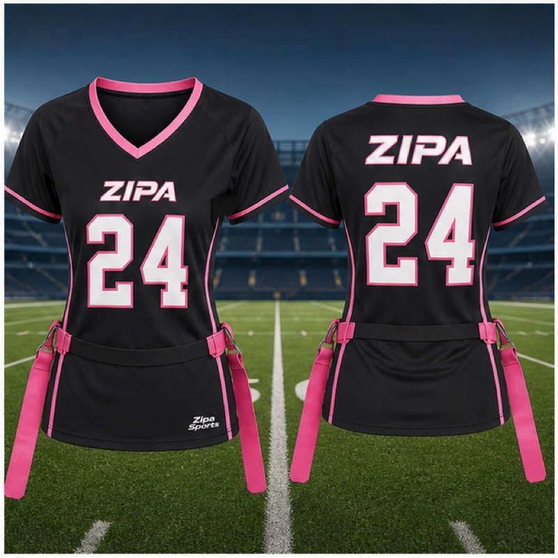 Custom women's flag football jersey manufactured by ZipaSports