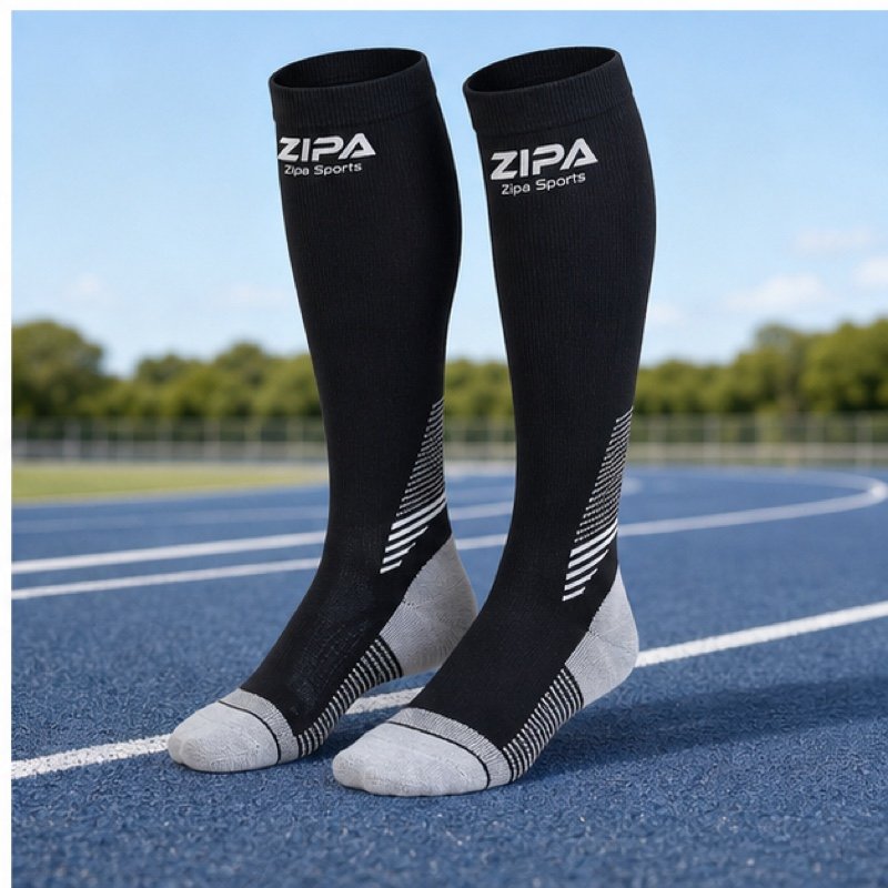 Custom graduated compression socks for track and distance athletes manufactured by ZipaSports