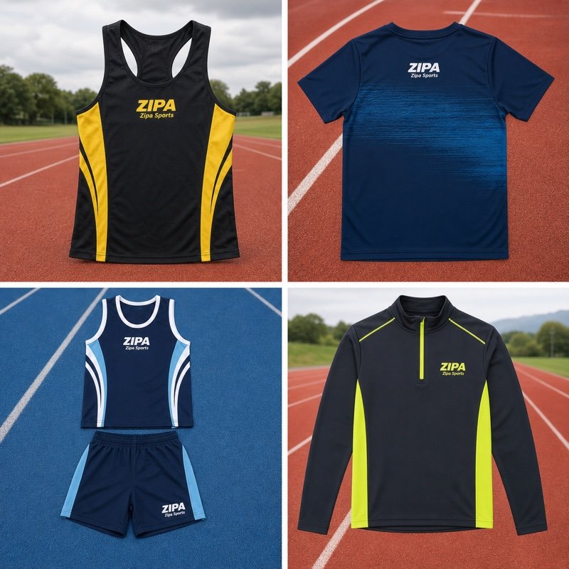 Custom junior athletics vest and short kit manufactured by ZipaSports