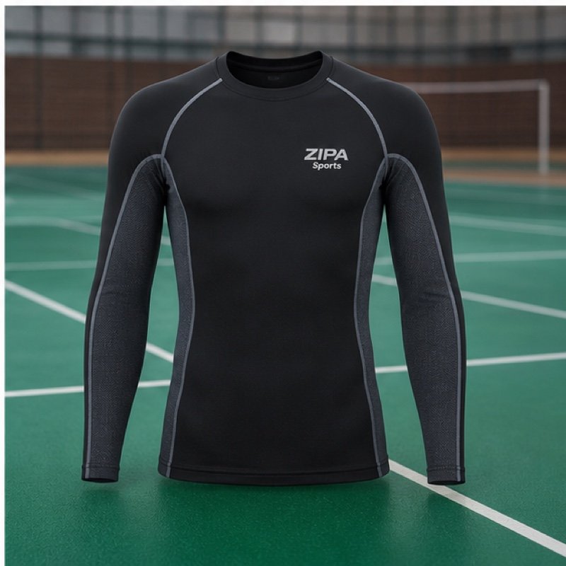 Custom badminton base-layer top manufactured by ZipaSports