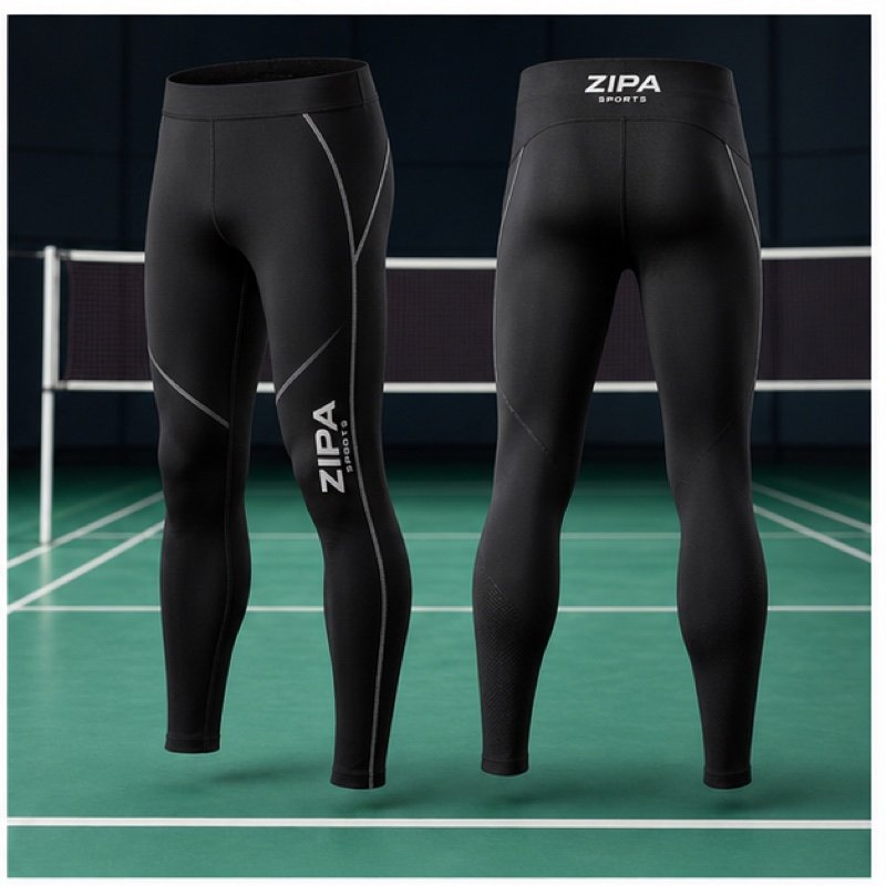 Custom badminton compression tights manufactured by ZipaSports
