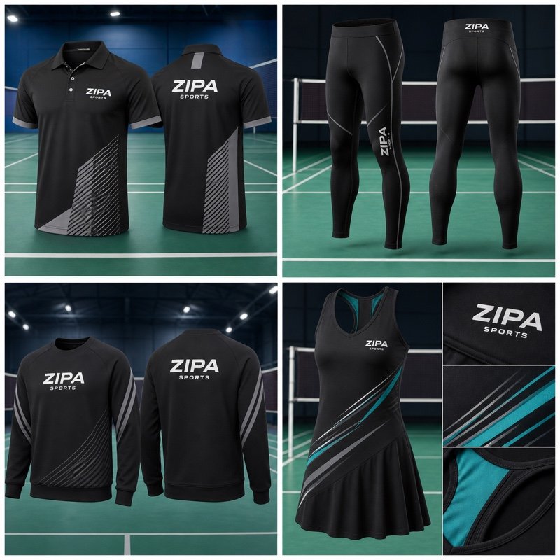 Custom badminton club crew sweatshirt manufactured by ZipaSports