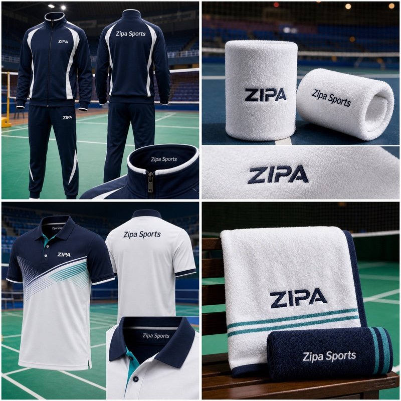 Custom badminton polo shirt in piqué knit with embroidered club crest manufactured by ZipaSports