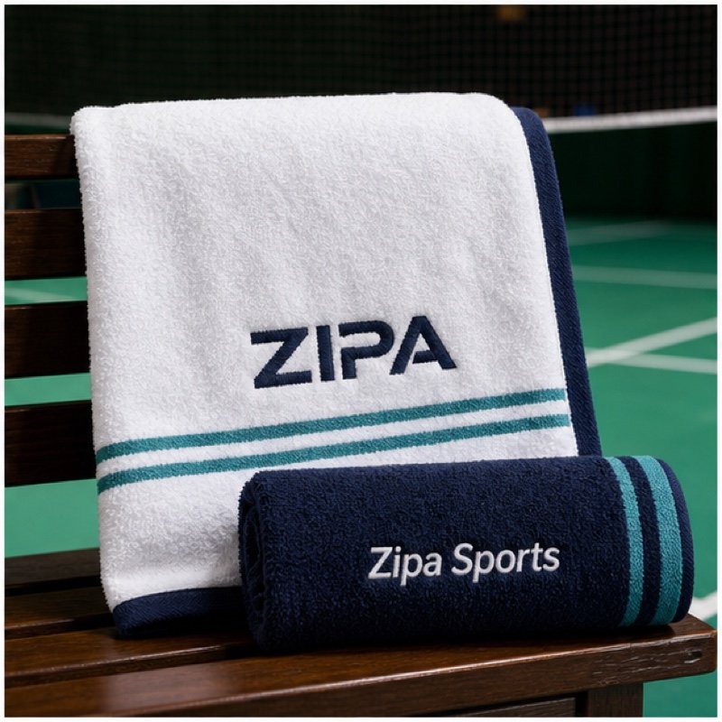 Custom sublimated microfibre court towel with club branding manufactured by ZipaSports