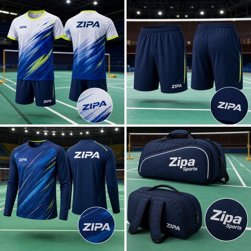 Custom long-sleeve badminton jersey manufactured by ZipaSports