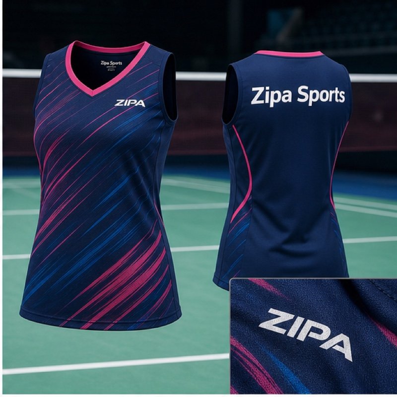 Custom women's badminton jersey manufactured by ZipaSports