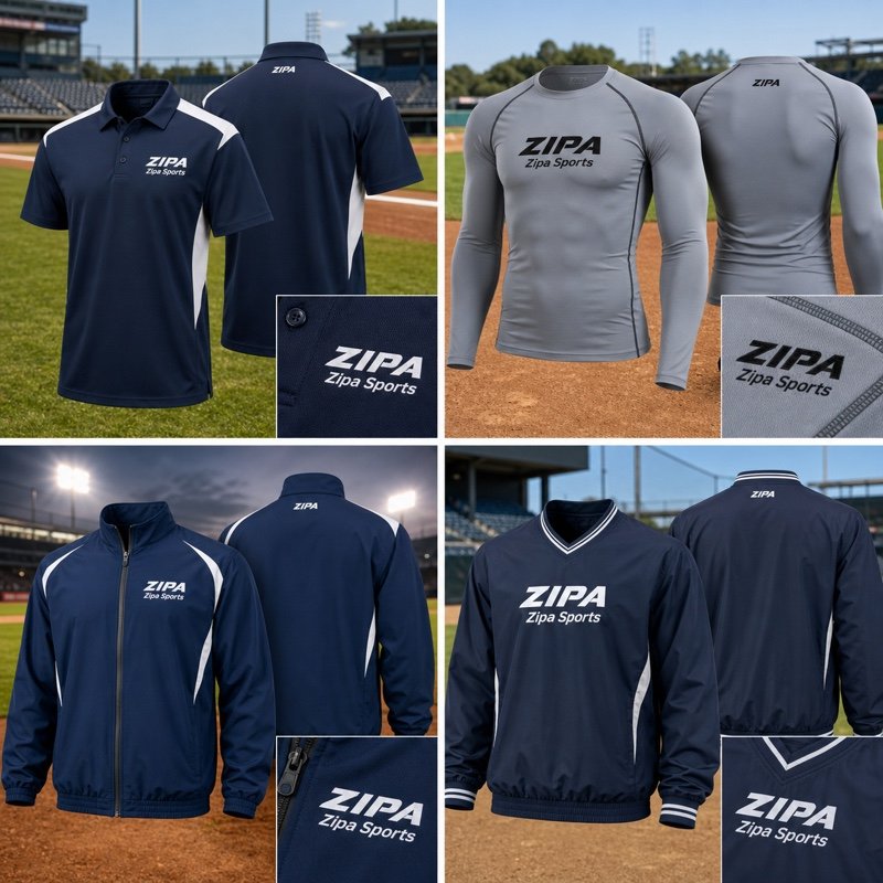 Custom pitcher's baseball warm-up jacket manufactured by ZipaSports