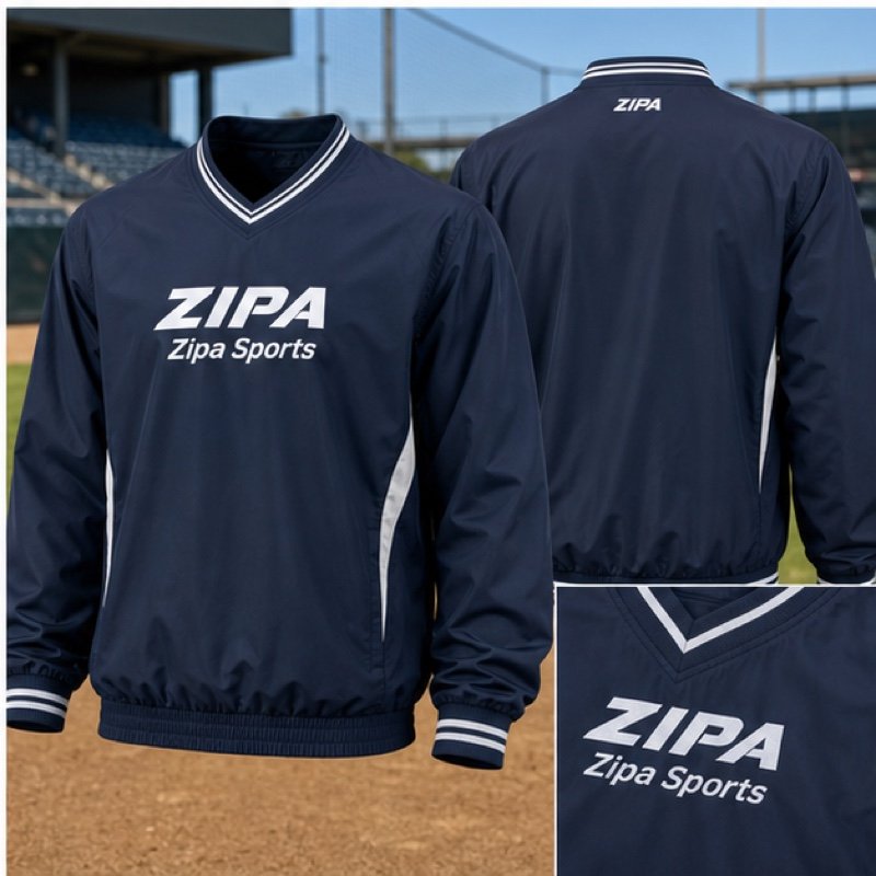 Custom baseball pullover wind shirt with quarter zip manufactured by ZipaSports