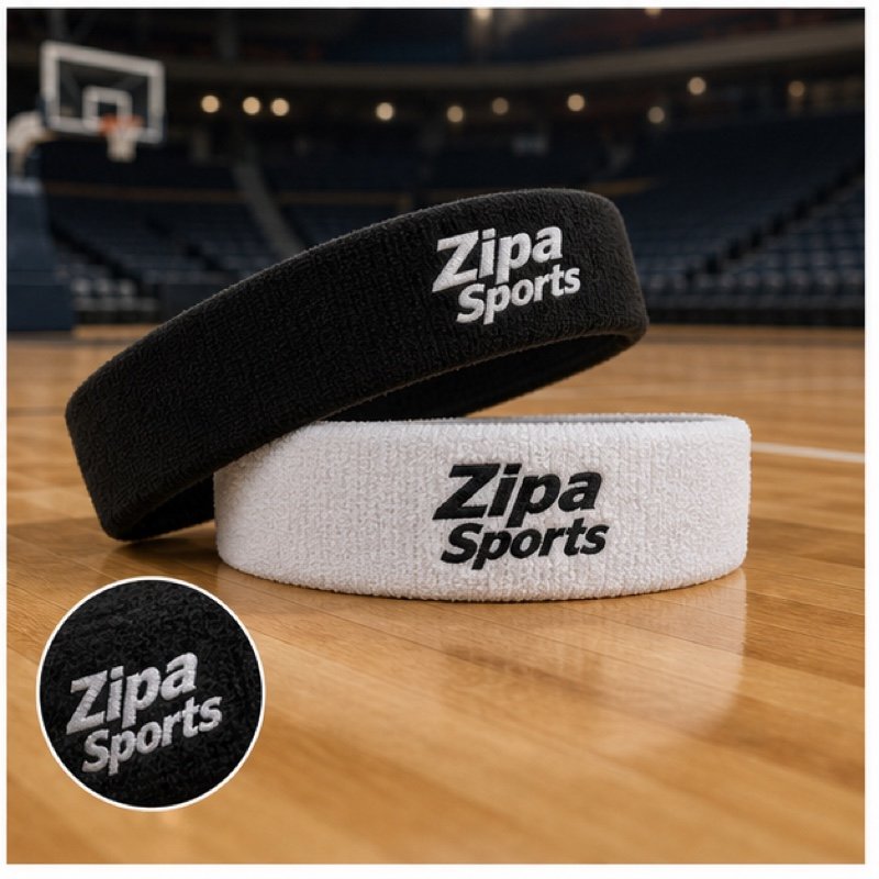 Custom sublimated basketball headbands in club colours manufactured by ZipaSports