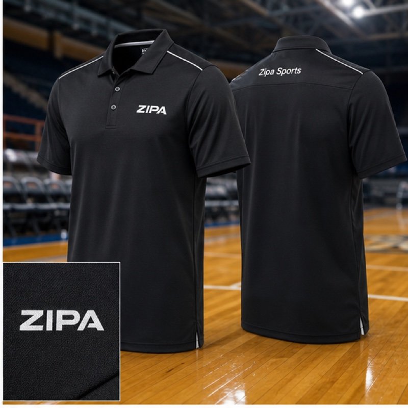 Custom basketball coach sideline polo with embroidered crest manufactured by ZipaSports