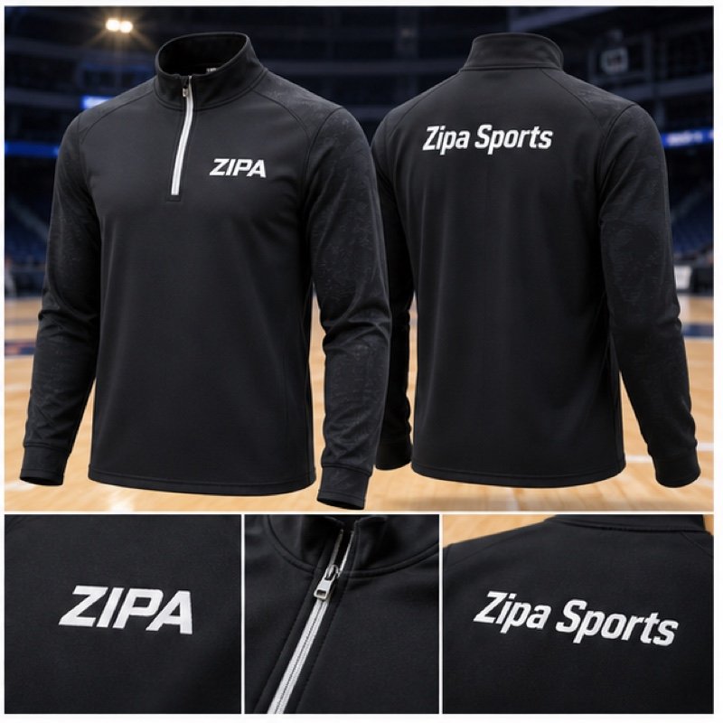Custom basketball team quarter-zip mid-layer manufactured by ZipaSports