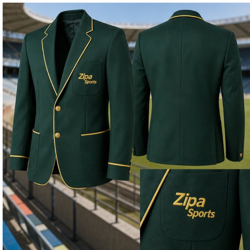 Custom cricket club blazer with embroidered pocket badge manufactured by ZipaSports