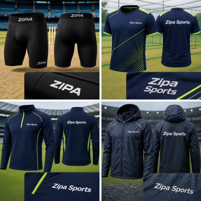 Custom quarter-zip cricket training top manufactured by ZipaSports