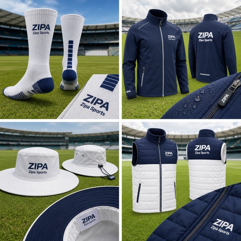 Custom wide-brim cricket sun hats with embroidered club crest manufactured by ZipaSports