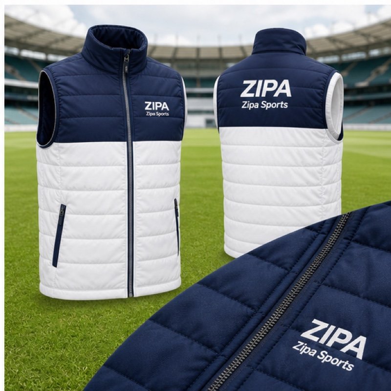 Custom cricket team gilet for early season play manufactured by ZipaSports