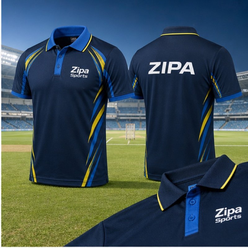 Custom cricket club team polo shirt manufactured by ZipaSports