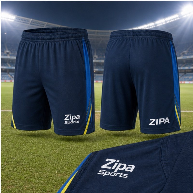 Custom cricket training shorts with deep pockets and club crest manufactured by ZipaSports