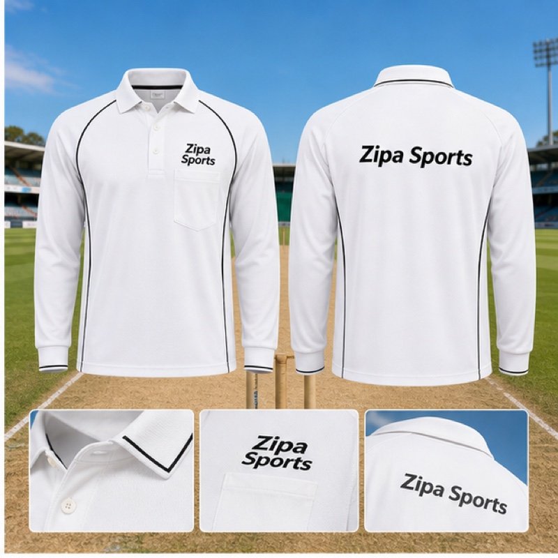 Custom cricket umpire shirts in performance piqué manufactured by ZipaSports