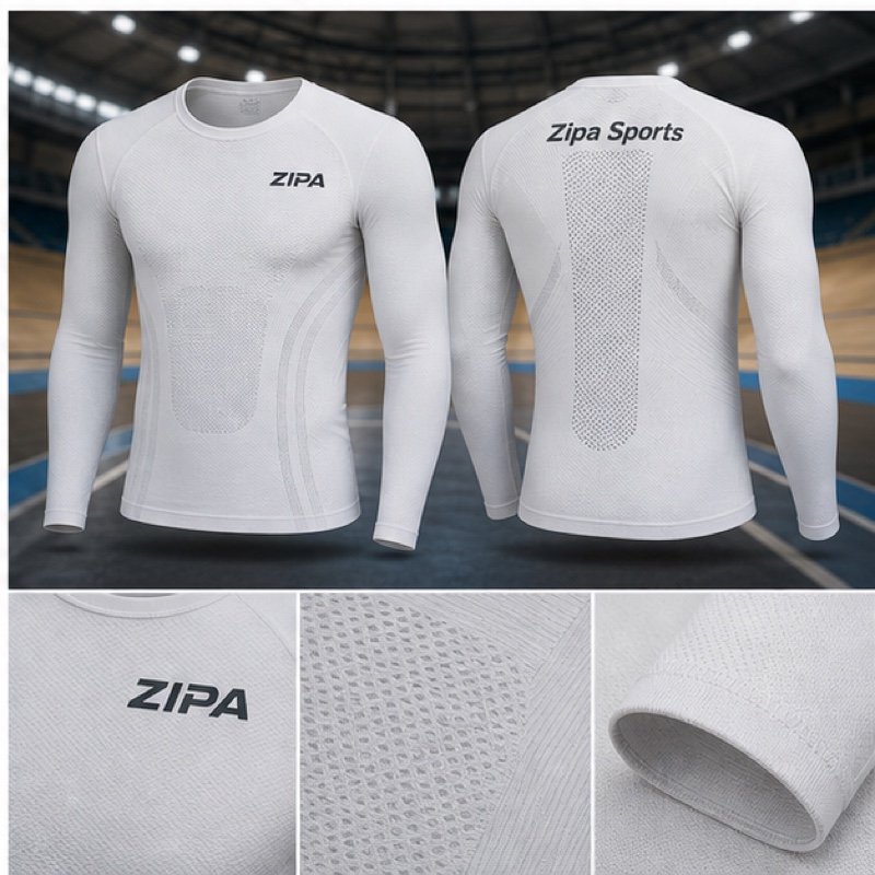 Custom cycling base layer in pin-dot mesh manufactured by ZipaSports