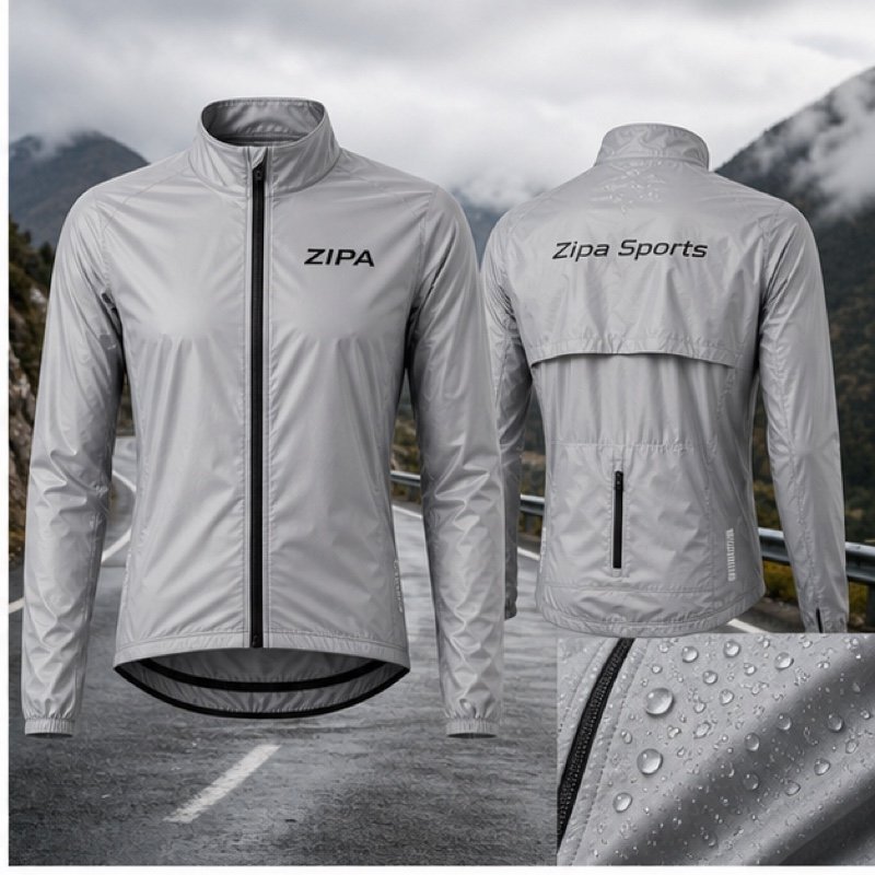 Custom cycling rain jacket manufactured by ZipaSports