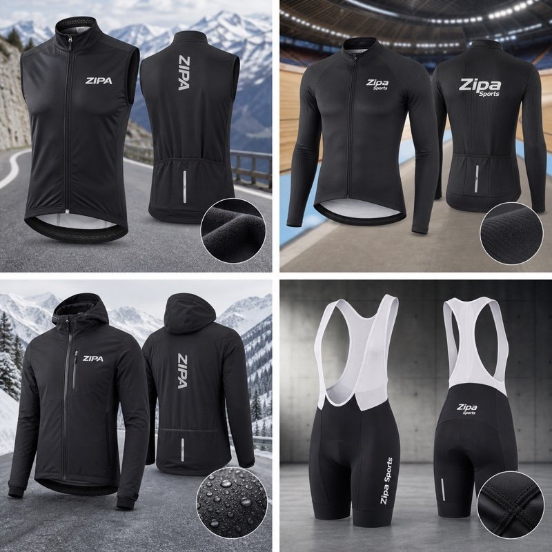 Custom thermal winter cycling jacket with brushed lining manufactured by ZipaSports