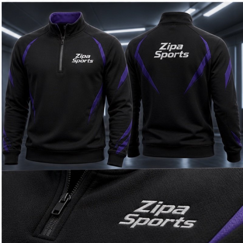Custom esports quarter-zip pullover manufactured by ZipaSports