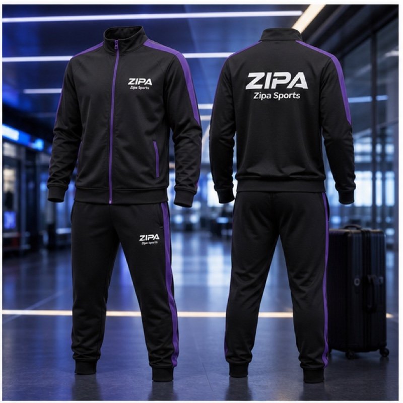 Custom esports team travel tracksuit manufactured by ZipaSports