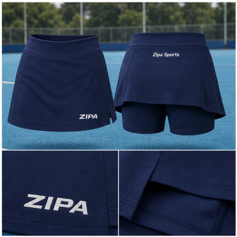 Custom women's field hockey skort with sublimated design and inner short manufactured by ZipaSports