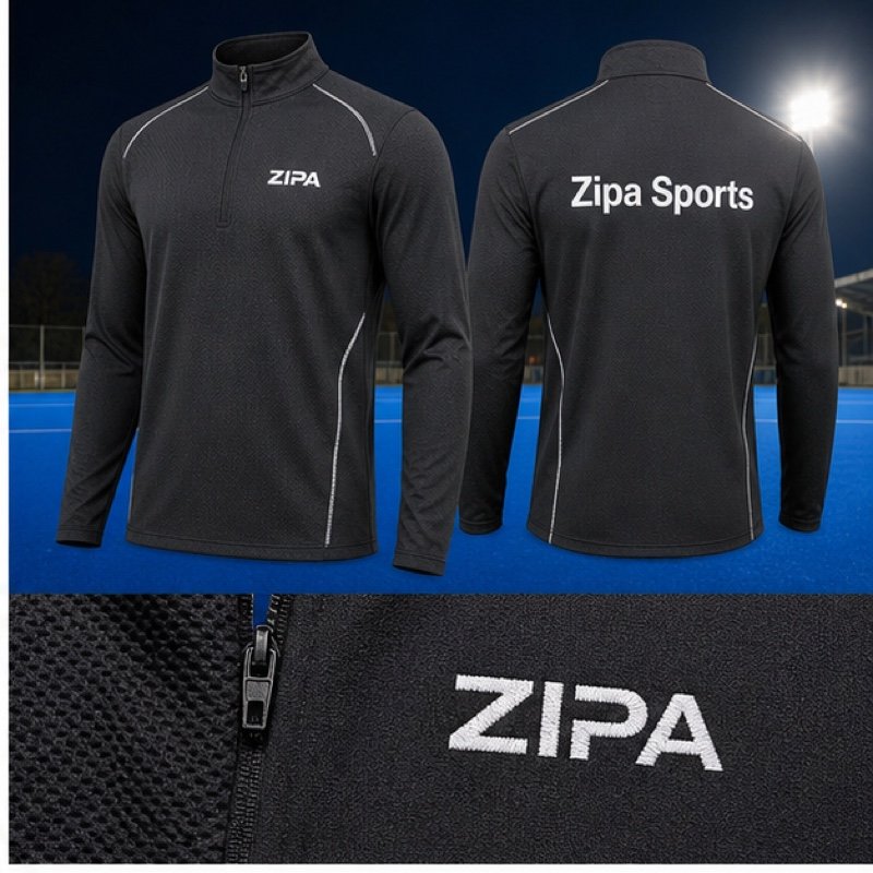 Custom field hockey quarter-zip midlayer manufactured by ZipaSports