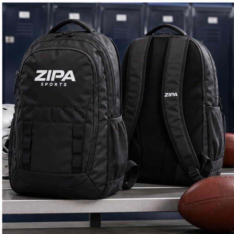 Custom football player backpacks with vented boot tunnel manufactured by ZipaSports