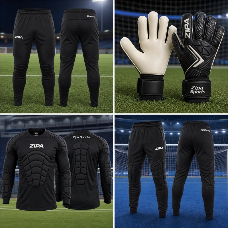 Custom padded goalkeeper jersey with elbow protection manufactured by ZipaSports