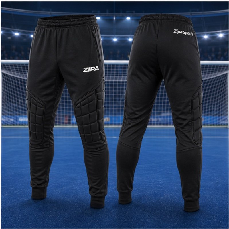 Custom goalkeeper padded trousers with foam hip and knee panels manufactured by ZipaSports