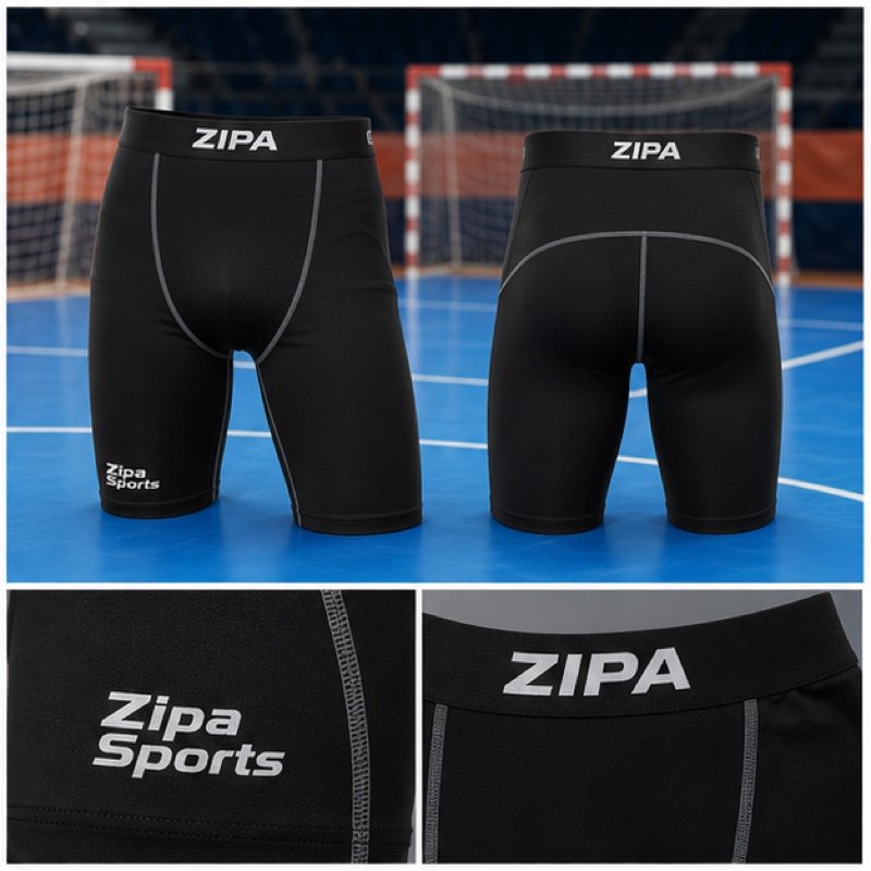 Custom futsal compression base layer shorts manufactured by ZipaSports