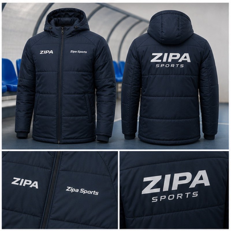 Custom futsal bench jacket for substitutes manufactured by ZipaSports